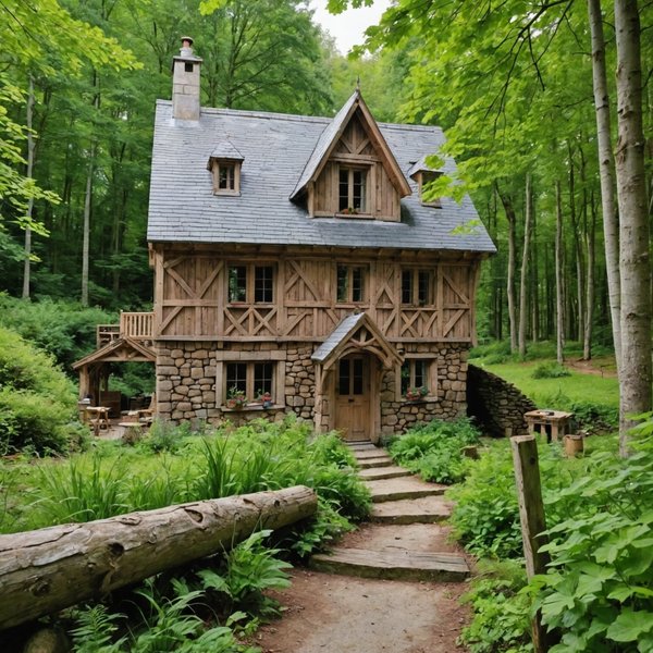 Peut-on trouver une maison de vacances en Bretagne avec des ateliers de sculpture sur bois et des balades en forêt?